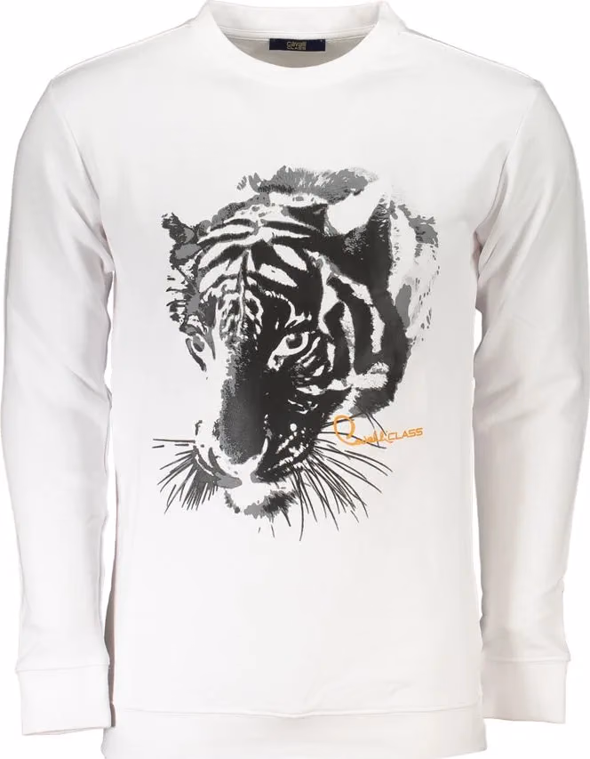 Cavalli Class White Cotton Men Sweatshirt