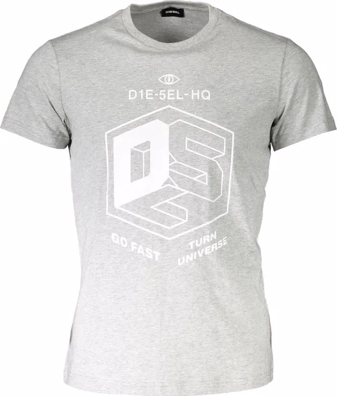 Diesel Grigio Cotton Men T-Shirt