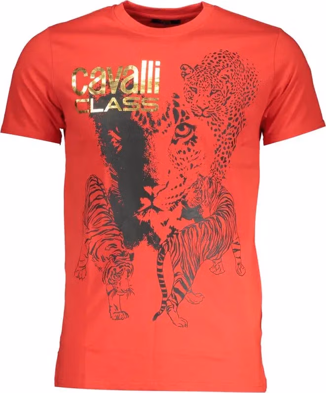 Cavalli Class Red Cotton Men T-Shirt