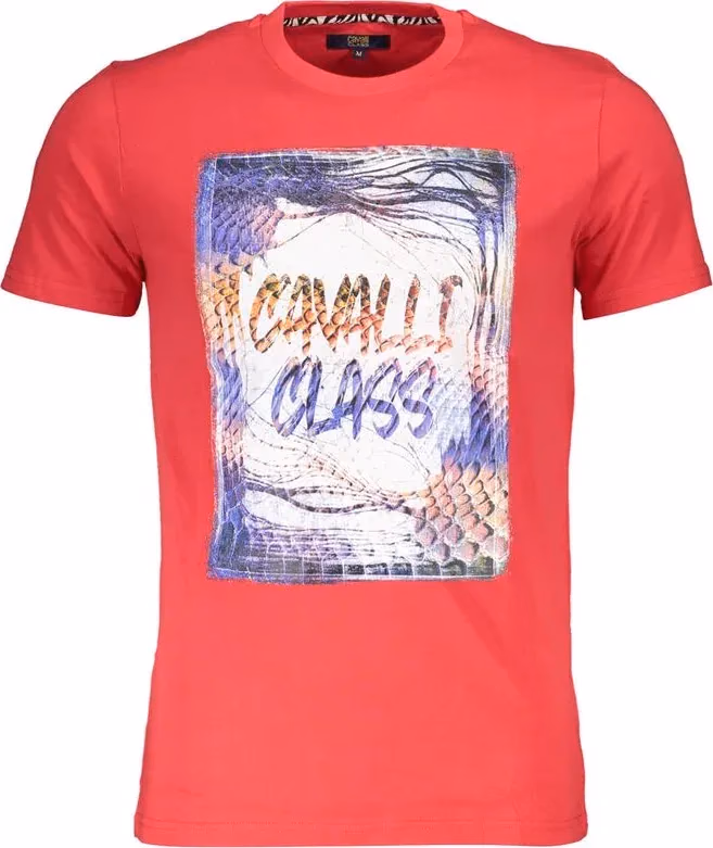 Cavalli Class Rosso Cotton Mens T-Shirt