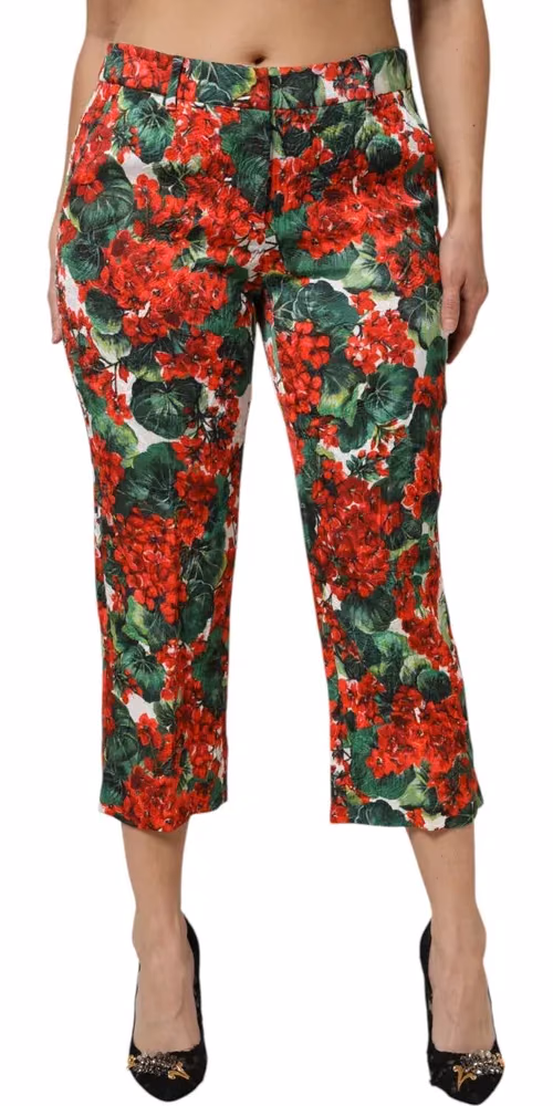 Dolce & Gabbana Multicolor Floral Print Cropped Pants