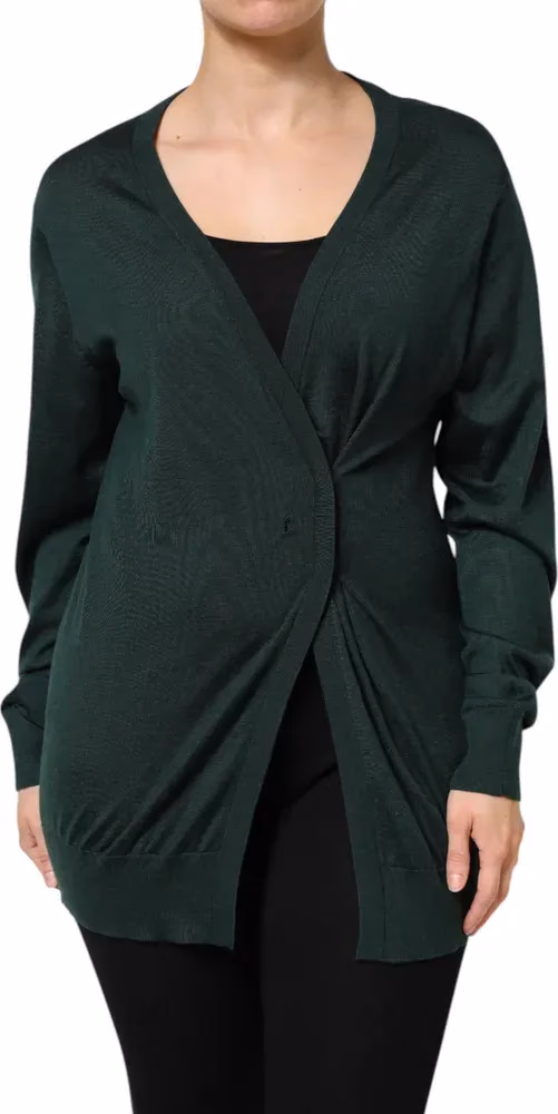 Dolce & Gabbana Dark Green Cashmere Silk Cardigan Sweater