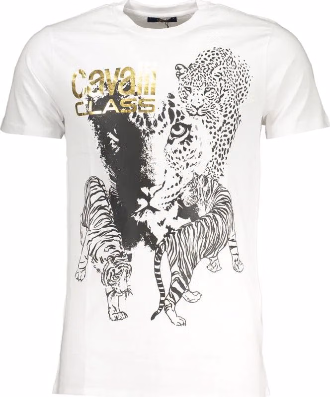 Cavalli Class Bianco Cotton Men T-Shirt