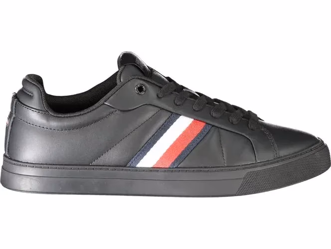 Tommy Hilfiger Black Leather Men Sneaker