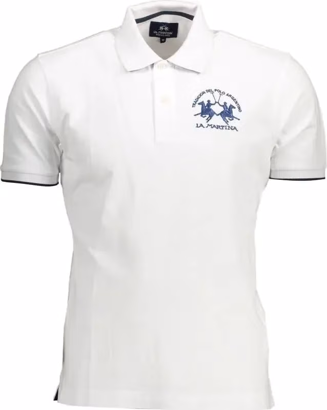 La Martina White Cotton Men Polo Shirt