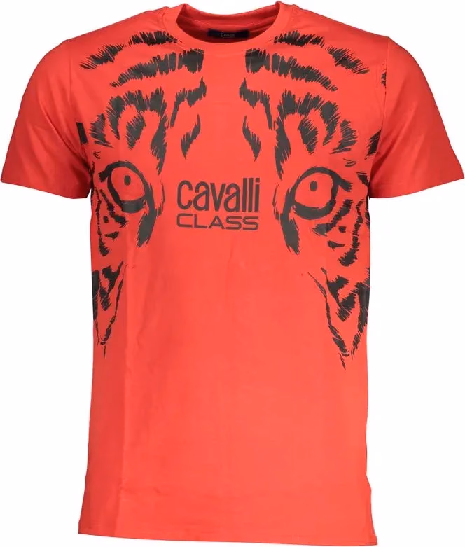 Cavalli Class Rosso Cotton Men T-Shirt