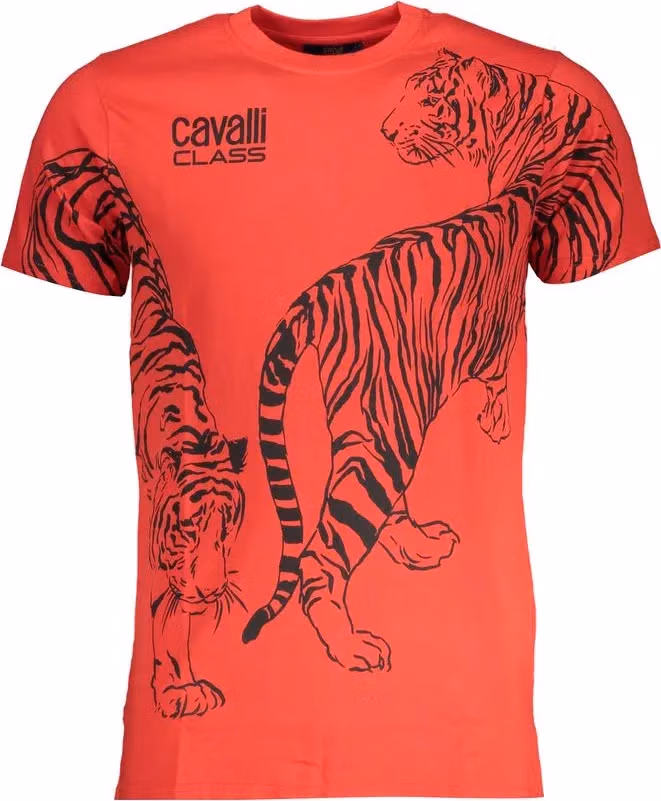 Cavalli Class Red Cotton Men T-Shirt