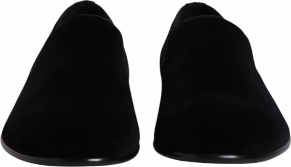 Dolce & Gabbana Black Velvet Slip On Loafers Formal Shoes