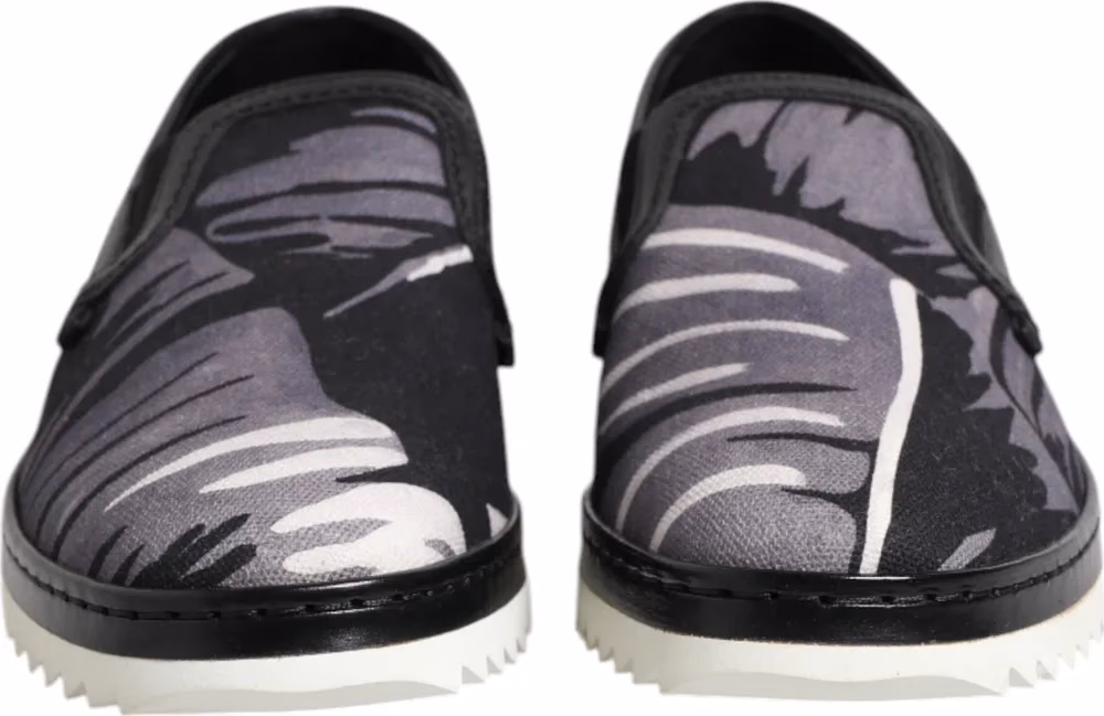 Dolce & Gabbana Black Tropical Slip On Men Sneakers Shoes