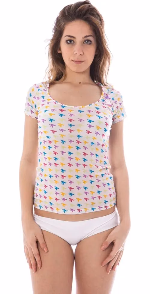 A-Style Bianco Nylon Women T-Shirt