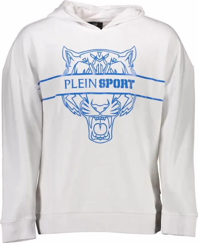 Plein Sport White Cotton Men's Hooded Sweatshirt