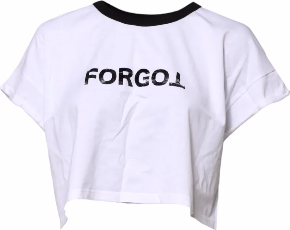 Dolce & Gabbana White Graphic Print Crew Neck Cropped T-shirt