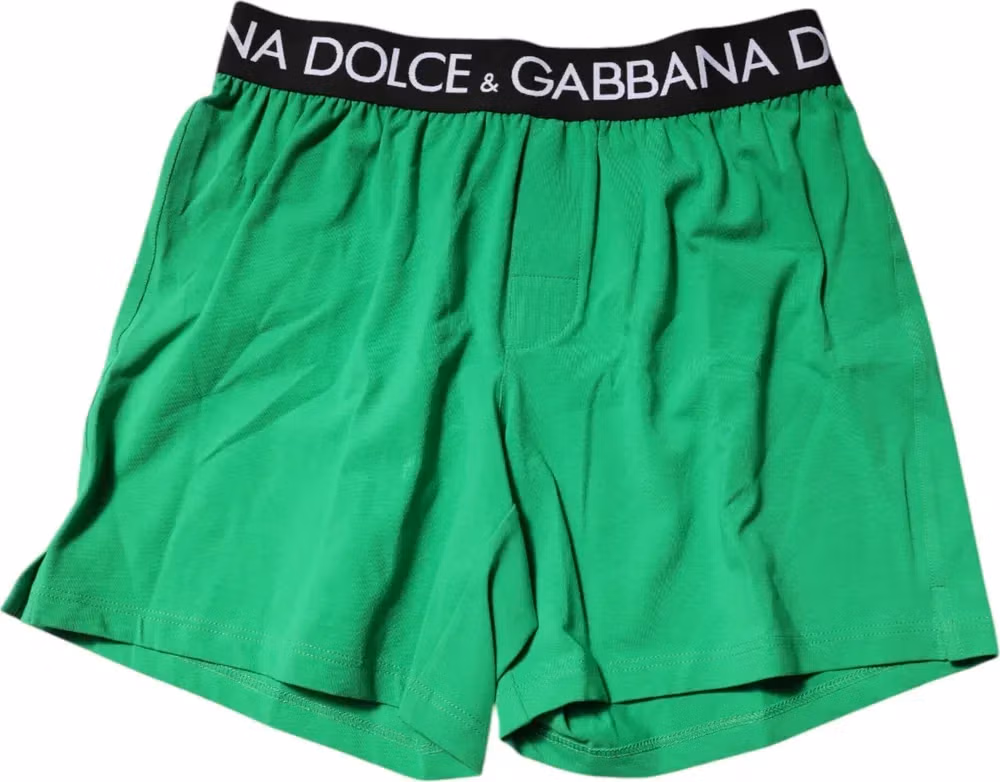 Dolce & Gabbana Green Cotton Regular Boxer Shorts Underwear