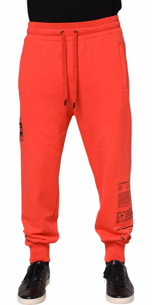 Dolce & Gabbana Red Cotton Men Jogger Sweatpants Pants
