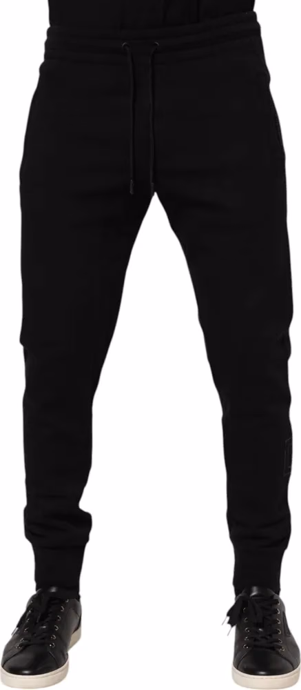 Dolce & Gabbana Black Cotton Men Jogger Sweatpants Pants
