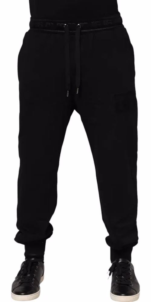 Dolce & Gabbana Black Cotton Drawstring Jogger Pants