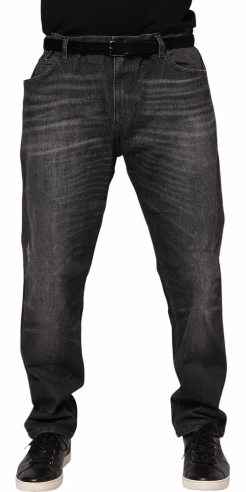 Dolce & Gabbana Gray Washed Cotton Loose Denim Jeans