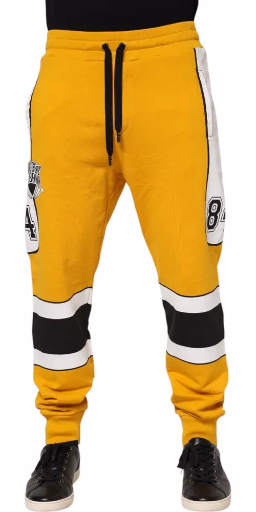 Dolce & Gabbana Yellow Cotton Drawstring Jogger Pants