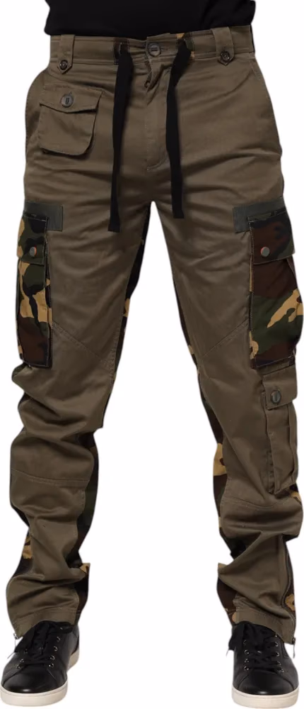Dolce & Gabbana Brown Cotton Camouflage Cargo Pants