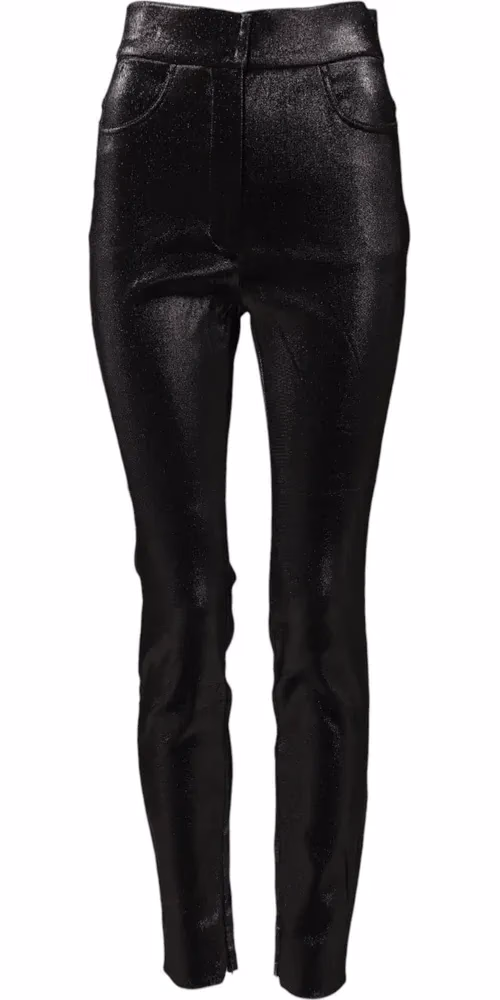 Dolce & Gabbana Black Cotton Stretch Silver Lurex Thread Pants