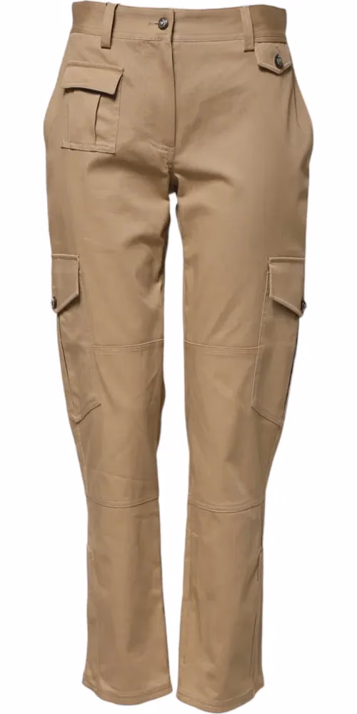 Dolce & Gabbana Beige Mid Waist Cargo Tapered Pants