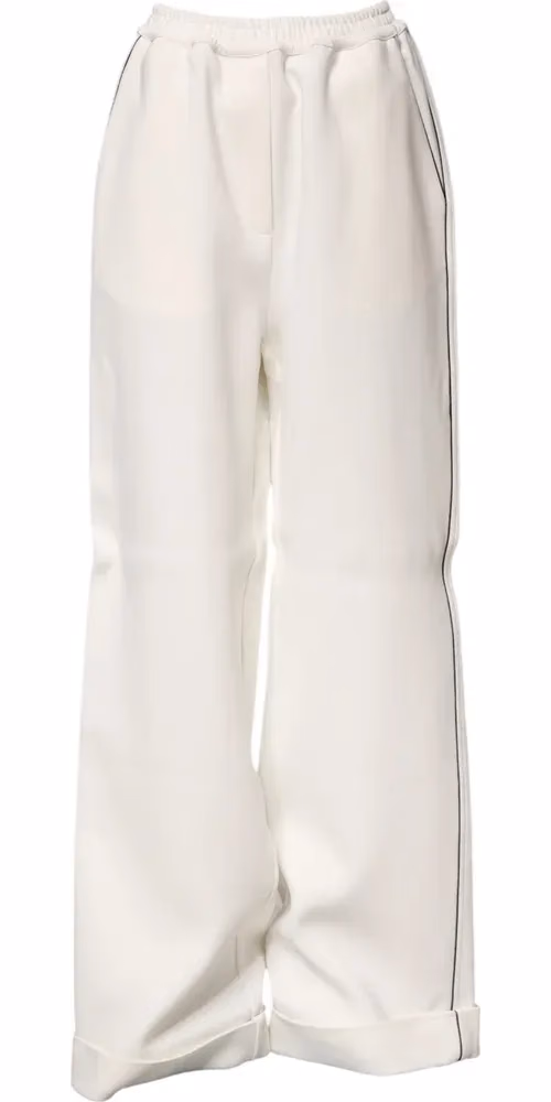 Dolce & Gabbana White Viscose Wide Leg Pull On Pants