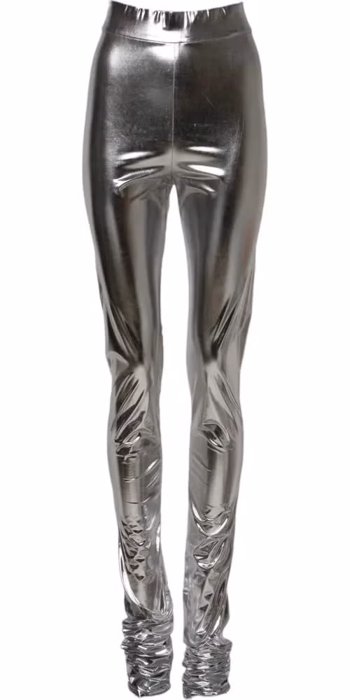 Dolce & Gabbana Metallic Silver Polyester Slim Fit Leggings Pants