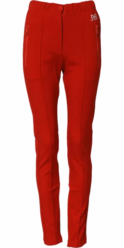 Dolce & Gabbana Red Mid Waist Slim Fit Pants