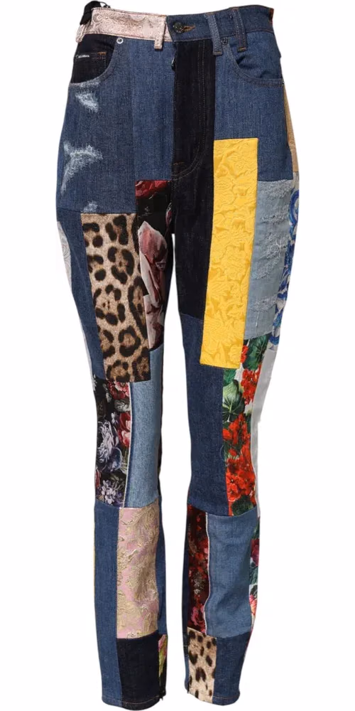Dolce & Gabbana Multicolor Patchwork Skinny Denim Jeans