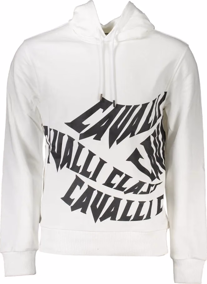 Cavalli Class White Cotton Men Sweatshirt