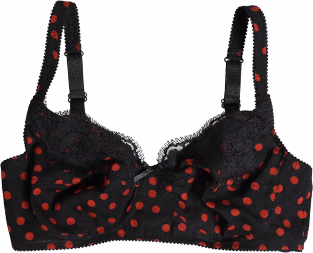 Dolce & Gabbana Black Red Polka Dot Underwired Balconette Underwear