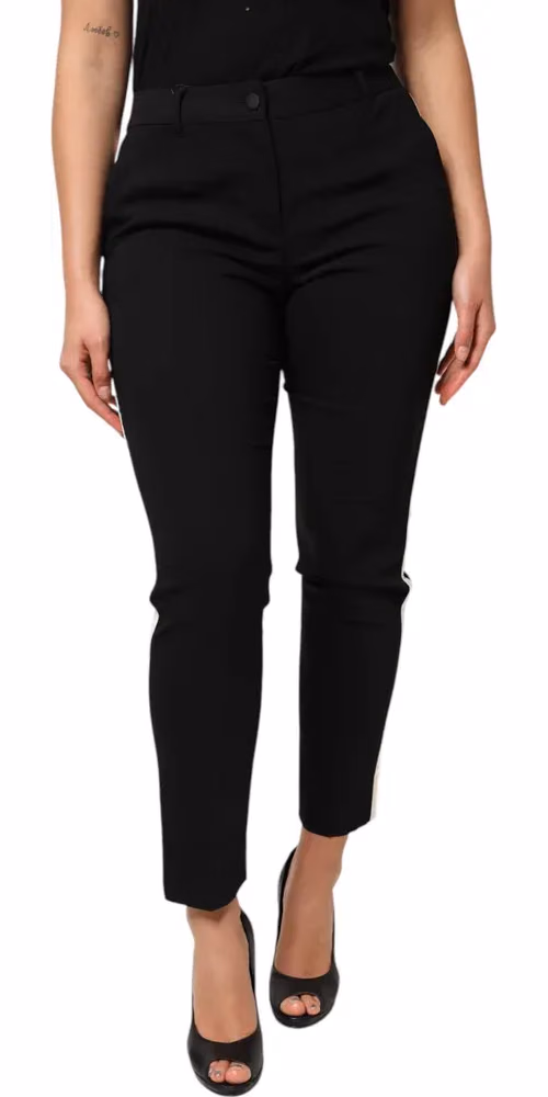 Dolce & Gabbana Black Wool High Waist Tapered Pants