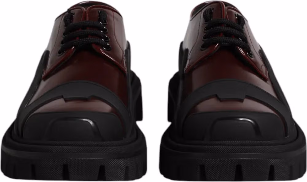 Dolce & Gabbana Red Leather Lace Up Trekking Dress Shoes
