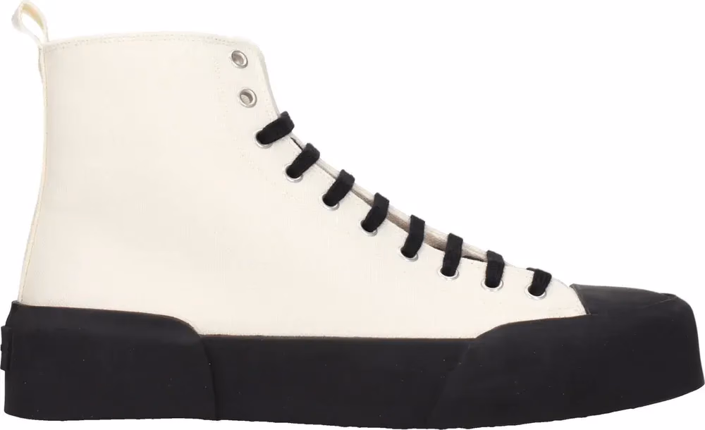 Jil Sander Beige Fabric High Top Sneakers