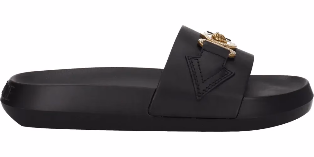 Versace Black Leather Slippers