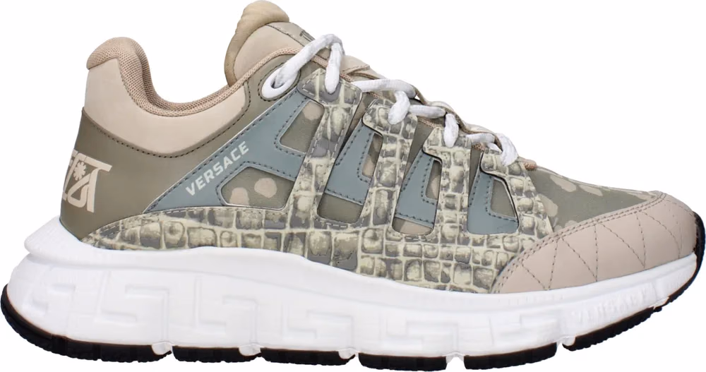 Versace Green Fabric Low Top Sneakers