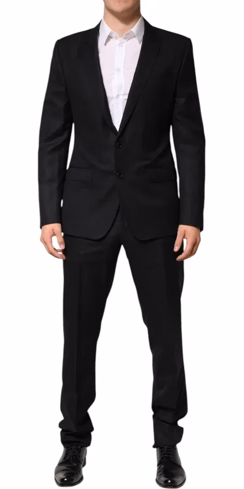 Dolce & Gabbana Black Jacquard Single Breasted 2 Piece Suit