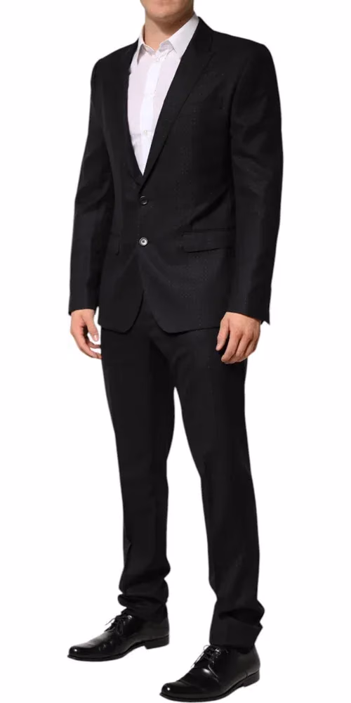 Dolce & Gabbana Dark Gray Jacquard Single Breasted 2 Piece Suit