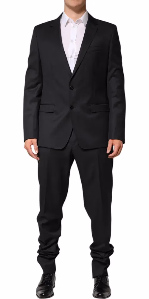 Dolce & Gabbana Dark Gray Wool Single Breasted 2 Piece Suit