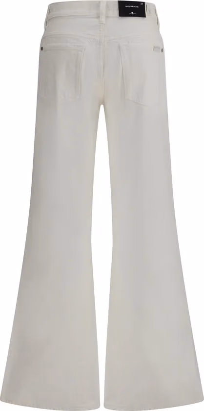 7FOR Beige Cotton Flared Jeans