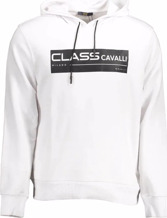 Cavalli Class White Cotton Men Sweatshirt