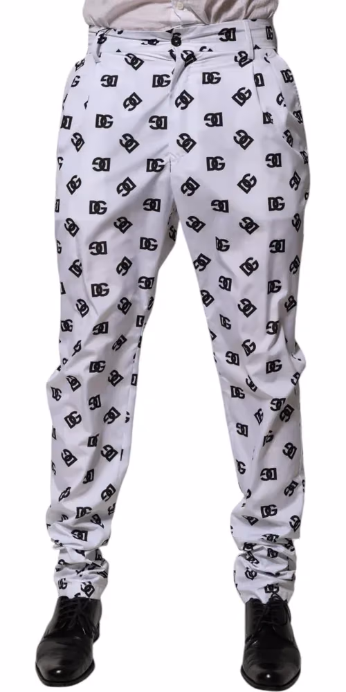 Dolce & Gabbana White Logo Cotton Skinny Denim Trouser Pants