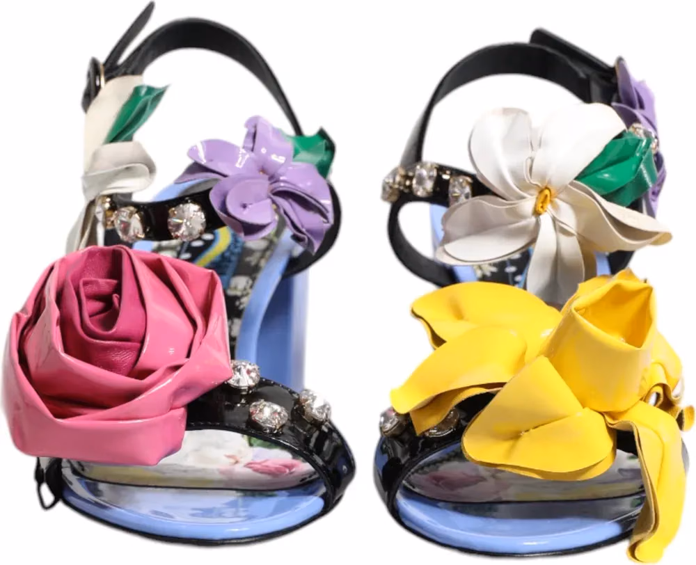 Dolce & Gabbana Multicolor Floral Crystal KEIRA Sandals Shoes