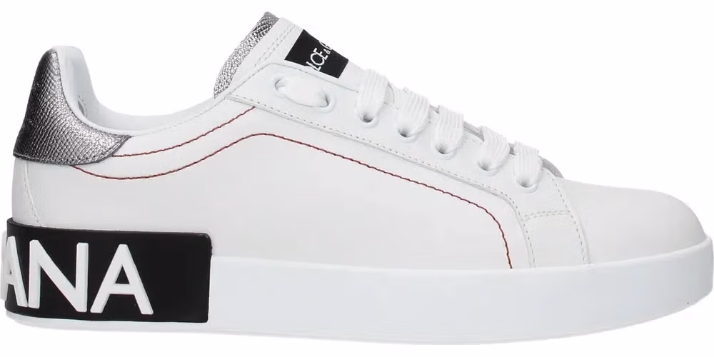 Dolce & Gabbana White Leather Low Top Sneakers