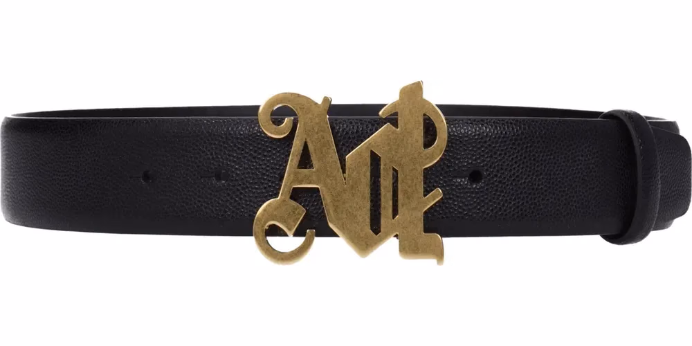 Palm Angels Black Leather Regular Belt