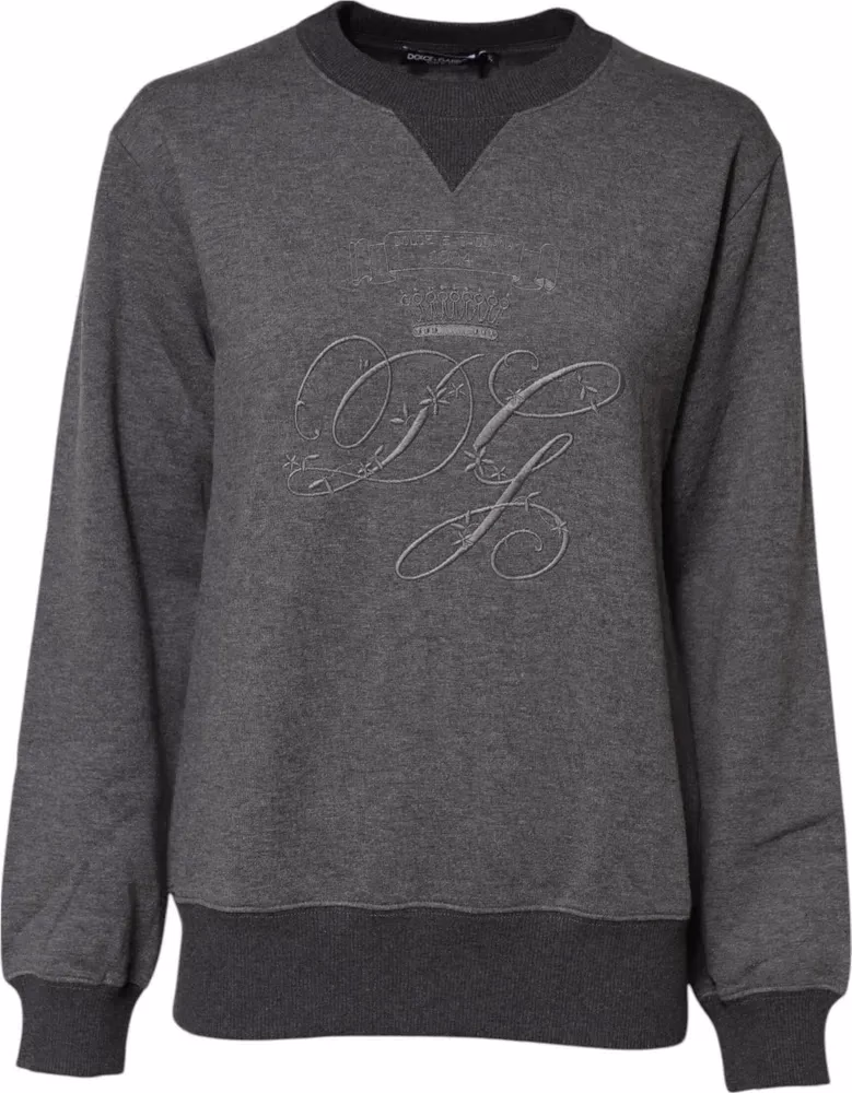 Dolce & Gabbana Gray DG Logo Embroidered Pullover Sweater