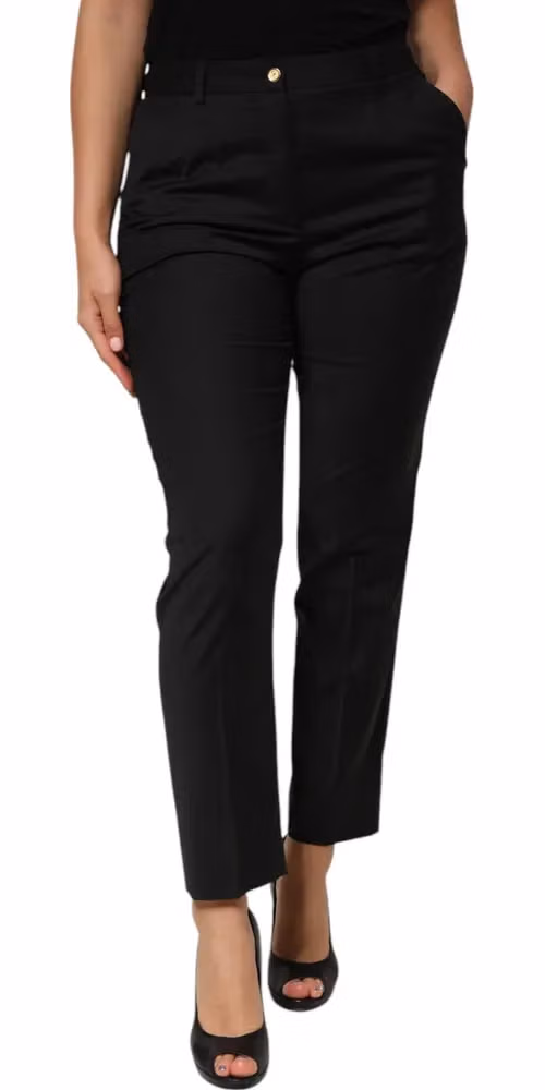 Dolce & Gabbana Black Polyester Tapered Women Trouser Pants
