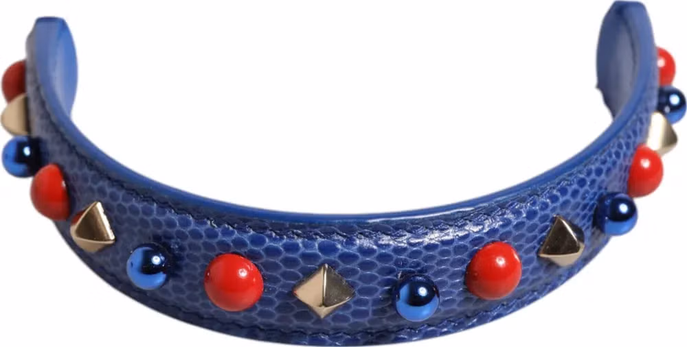 Dolce & Gabbana Blue Embellished Leather Bag Handle Women Shoulder Strap