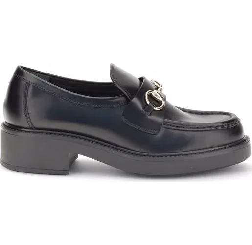 Gucci Black Calf Leather Bos Taurus Slip-On Loafers