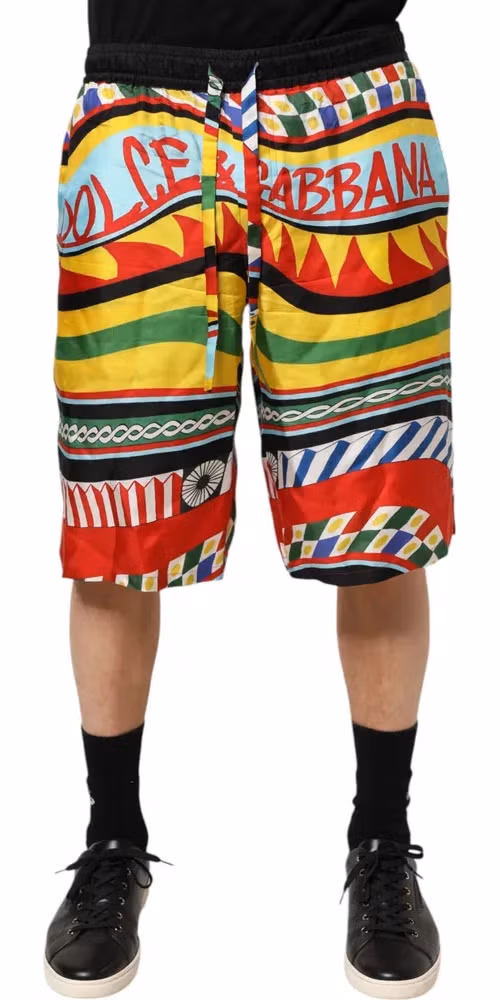 Dolce & Gabbana Multicolor Sicilian Carretto Shorts Swimwear